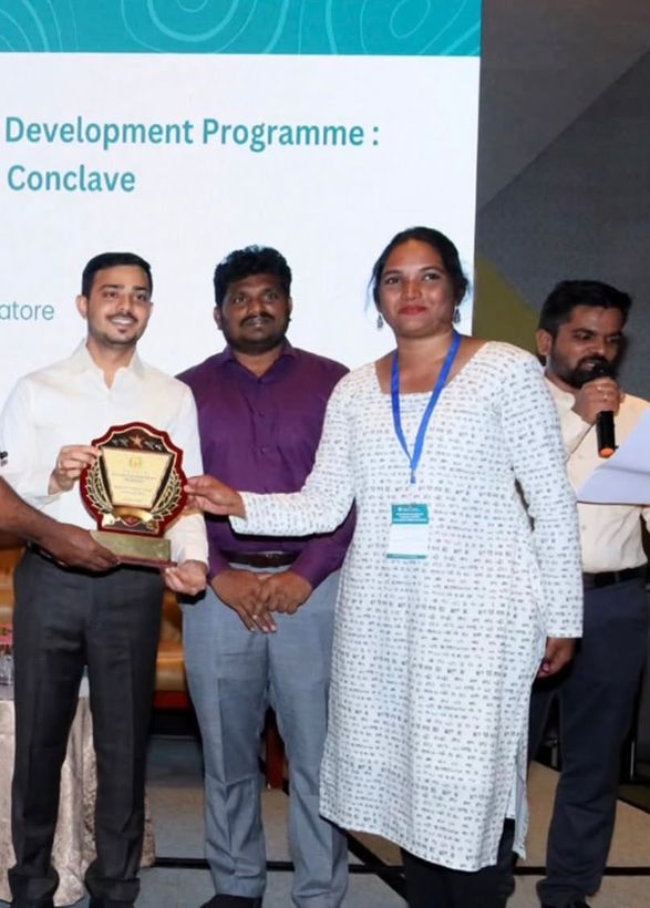 Recognised for exemplary work in menstrual hygiene, Coimbatore district - in frame, the District Collector of Coimbatore and the District Collector of Ramanathapuram